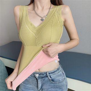 Sleeveless Fleece-lined Lace Top
