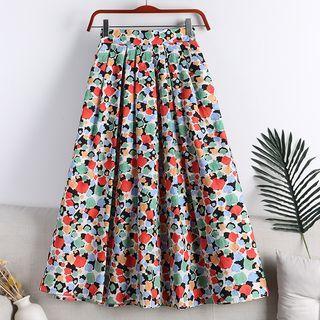 Retro Floral High-waist Medium Maxi Skirt