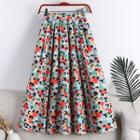 Retro Floral High-waist Medium Maxi Skirt