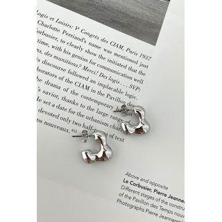 Bold Wavy Open Hoop Earring Silver - One Size