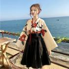 Long-sleeve Hanfu Floral Top / Mini A-line Skirt / Maxi A-line Skirt