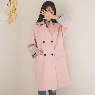 Stripe-trim Double-breasted Trench Coat
