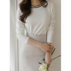 Round-neck Tweed-trim Blouse