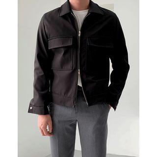 Reversible-zip Flap-pocket Jacket