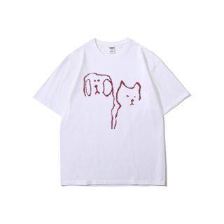 Dog Print Loose Fit T-shirt