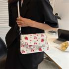 Asymmetrical Fruit Print Flap Crossbody Bag