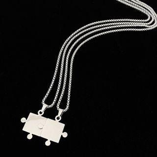 Couple Matching Set Of 2: Pendant Necklace Set Of 2 - Silver - One Size