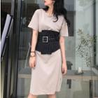 Set: Short-sleeve T-shirt Dress + Waist Belt