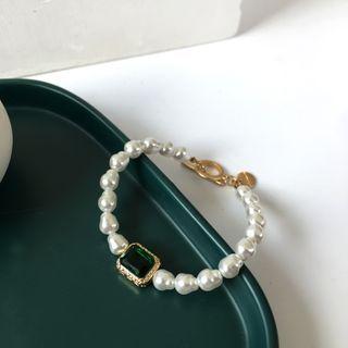 Faux Pearl Bracelet 1 Pc - Pearl Bracelet - Green - One Size