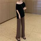 Wide-neck Drawstring Top / Wide-leg Pants