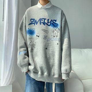 Space Embroidered Round-neck Sweatshirt