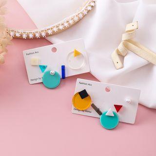 Set Of 5: Geometric Acrylic Faux Pearl Earring