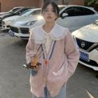 Long-sleeve Color Block Loose-fit Cardigan