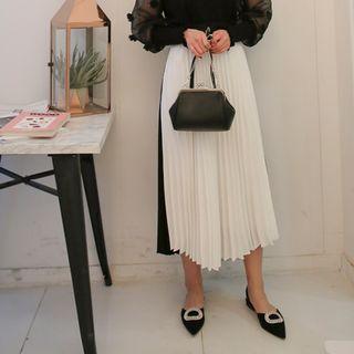 Two-tone Accordion-pleat Long Chiffon Skirt