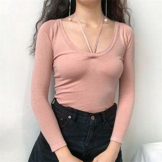 Square-neck Halter T-shirt