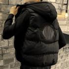 Embroidered Hooded Padded Zip Vest