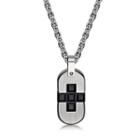 Square Cross Pendant With Necklace Ip Black - One Size