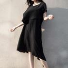 Set: Irregular Hem Short-sleeve T-shirt + Irregular Hem Tank Dress