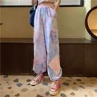 Pocket-detail Tie-dye Jogger Pants As Shown In Figure - One Size