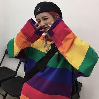 Striped Long-sleeve T-shirt Rainbow - One Size