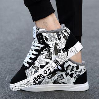 Comic Print Lace-up Sneakers