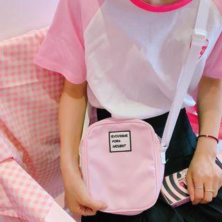 Lettering Faux Leather Crossbody Pouch