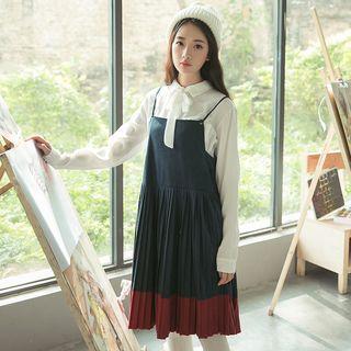 Accordion Pleat Pinafore Dress