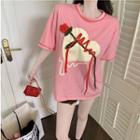Short-sleeve Rose Accent T-shirt