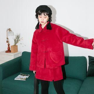 Button-up Jacket / Mini A-line Skirt