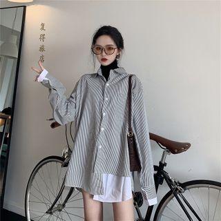 Mock Two-piece Striped Long Sleeve Shirt