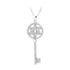 925 Sterling Silver Key Pendant With White Cubic Zircon And Necklace