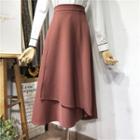 Irregular Plain A-line Midi Skirt
