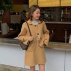 Set: Collared Button Knit Jacket + A-line Skirt