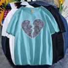 Short-sleeve Broken Heart Print T-shirt