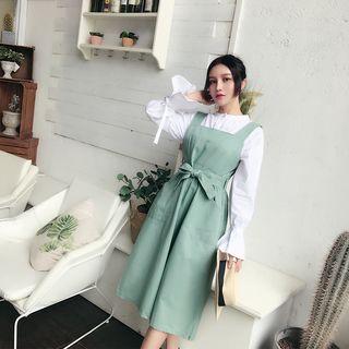 A-line Pinafore Dress With Sash