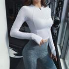 Long-sleeve Half-zip Sports Crop Top
