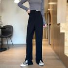Asymmetrical High-waist Slit Dress Pants