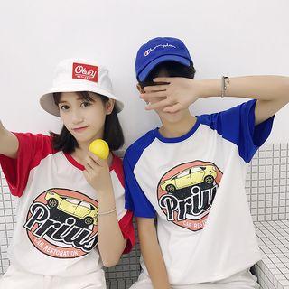 Couple Matching Printed Raglan T-shirt