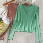 Slim-fit Button-up Knit Top In 8 Colors