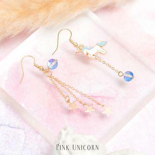 Alloy Unicorn Star Fringed Earring