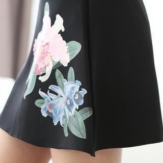 Flower Print A-line Skirt