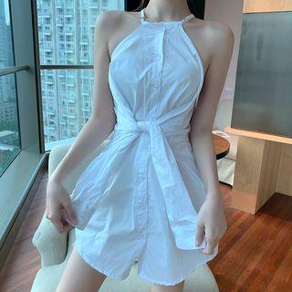 Halter-neck Mini Shirt Dress