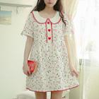 Peter Pan-collar Cherry Pattern Mini Dress