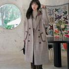 Double Breasted Check Hooded Mock Two Piece Coat