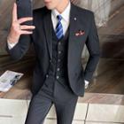 Set: Plain Blazer + Dress Pants + Button-up Vest