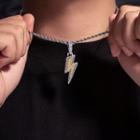 Rhinestone Necklace Gold Lightning - Silver - One Size