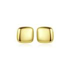 Sterling Silver Plated Gold Simple Fashion Geometric Square Stud Earrings Golden - One Size
