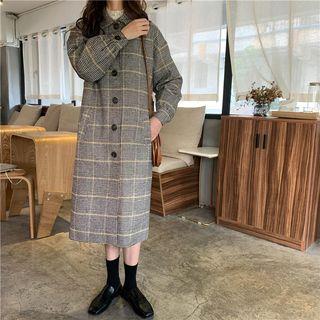 Plain Wool Long Coat As Shown In Figure - One Size