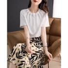 Set: Short-sleeve Blouse + Floral Skirt