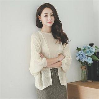 Dolman-sleeve Sheer Cardigan